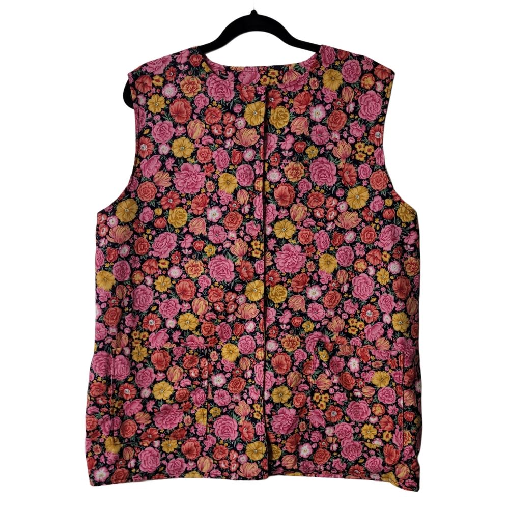 Vintage and Handmade Pink and Purple Sleeveless Boxy Vest Size XL